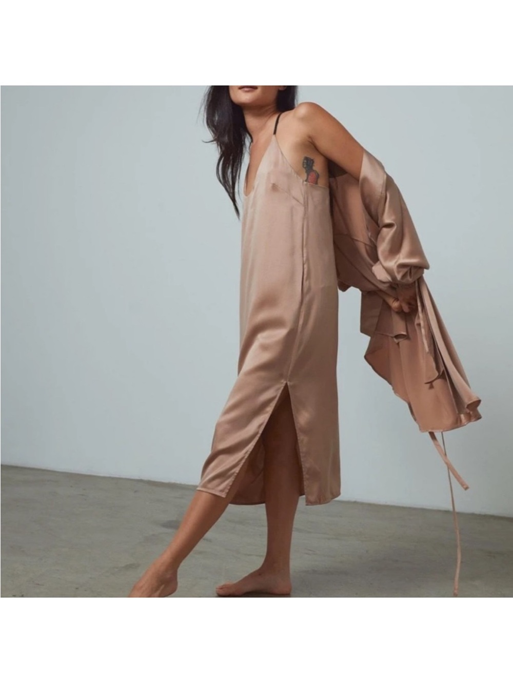 Silky Slip Dress in Blush Taupe - Women's Intimates